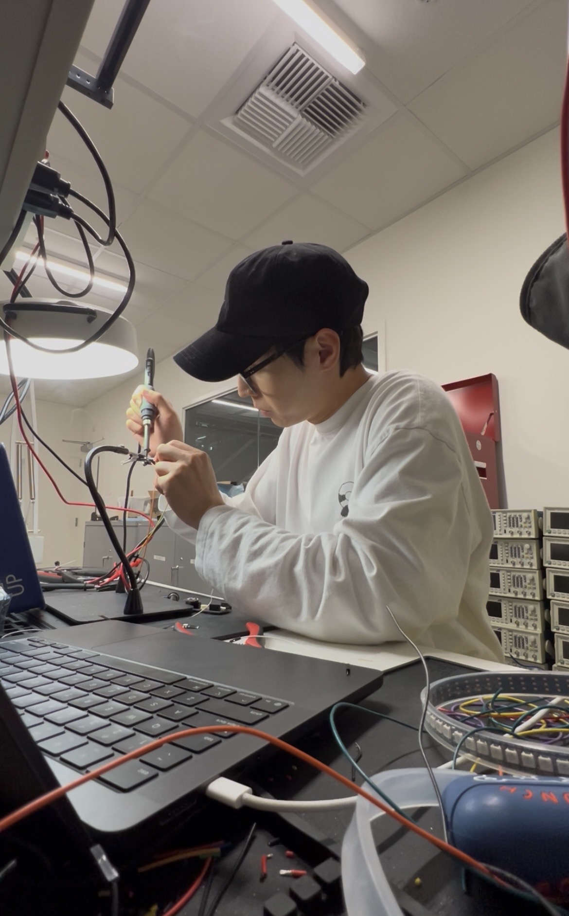 Soldering electronics in the lab